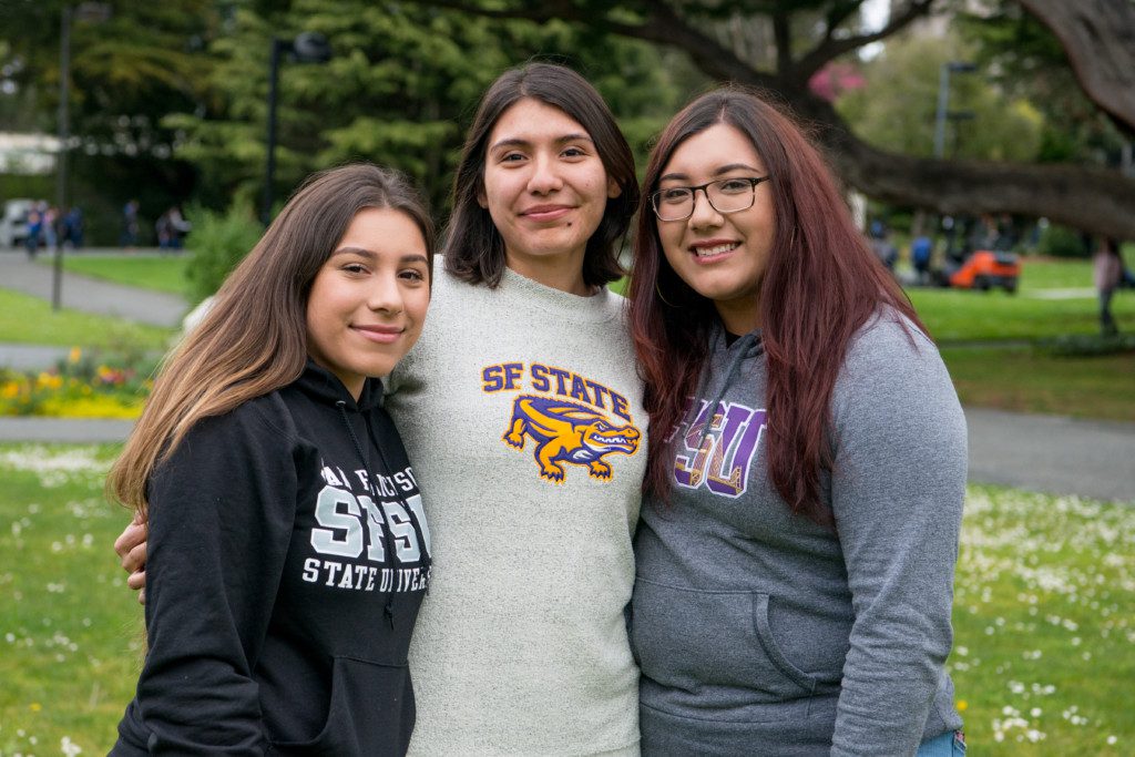 Three sisters together at San Francisco State University campus