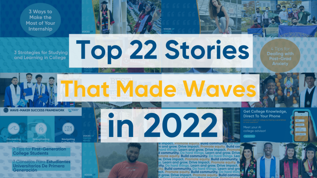 Photo of top 22 stories of 2022 graphic with white background over text