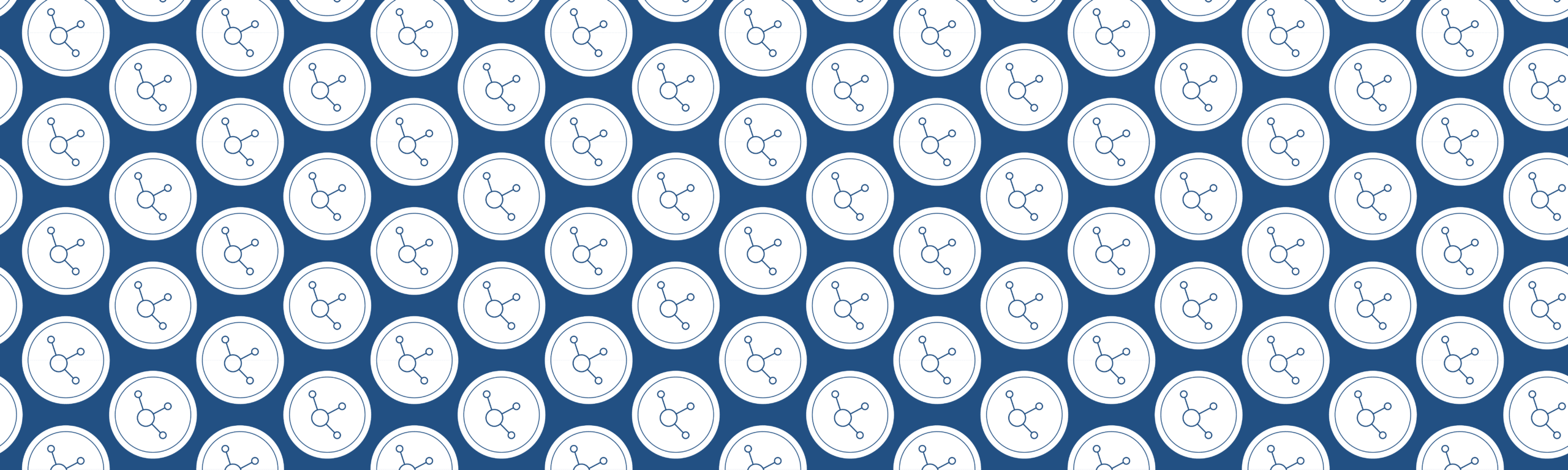 blue graphic icon with atom molecule