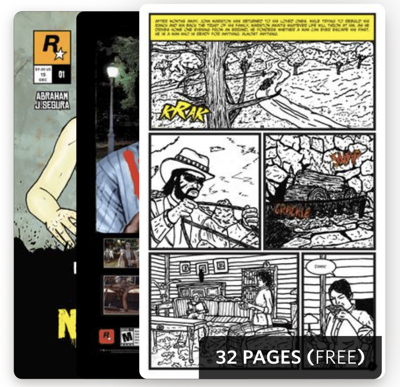 Screenshot of Abraham's comic book cover and one page