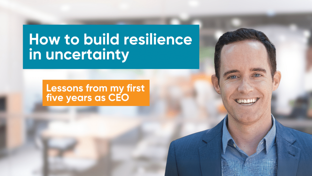 Patrick headshot next to text for how to build resilience in uncertainty