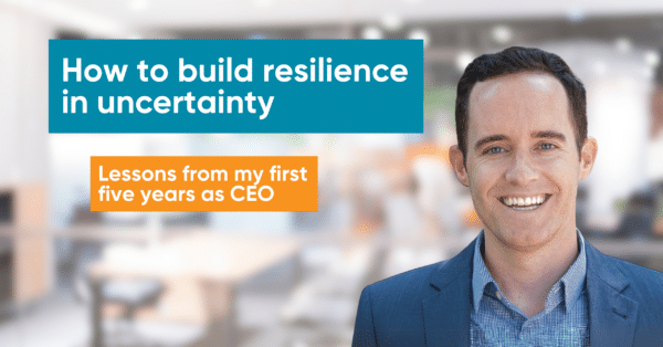 Patrick headshot next to text for how to build resilience in uncertainty